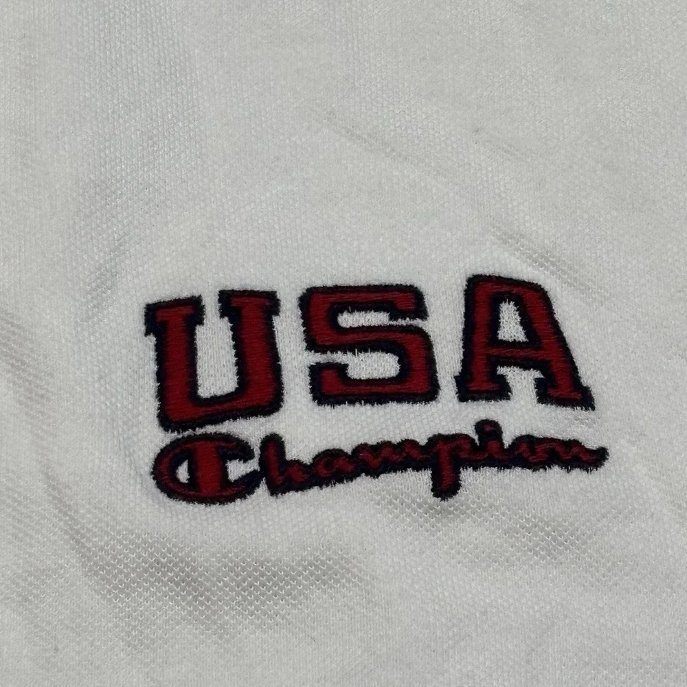 Vintage 1990s Champion USA Olympic Polo Shirt XL 1996 Atlanta NBC Patch
